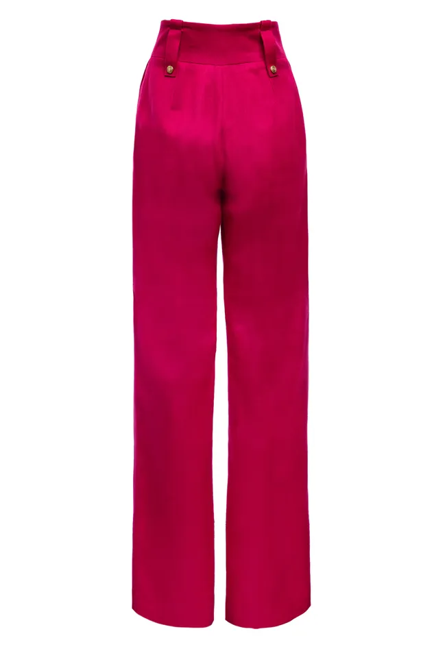 High Waisted Straight Trouser Hot Pink Barathea Women Holland Cooper Trousers