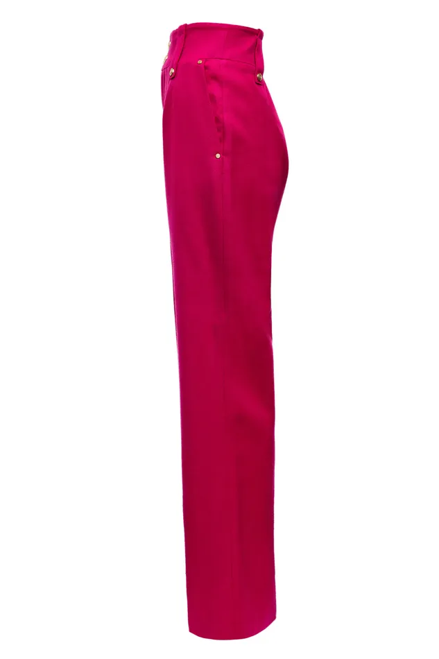 High Waisted Straight Trouser Hot Pink Barathea Women Holland Cooper Trousers