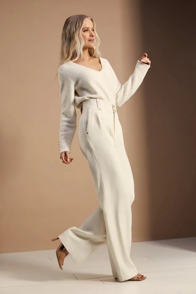 High Waisted Straight Trouser Ivory Women Holland Cooper Trousers