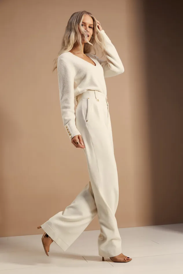 High Waisted Straight Trouser Ivory Women Holland Cooper Trousers