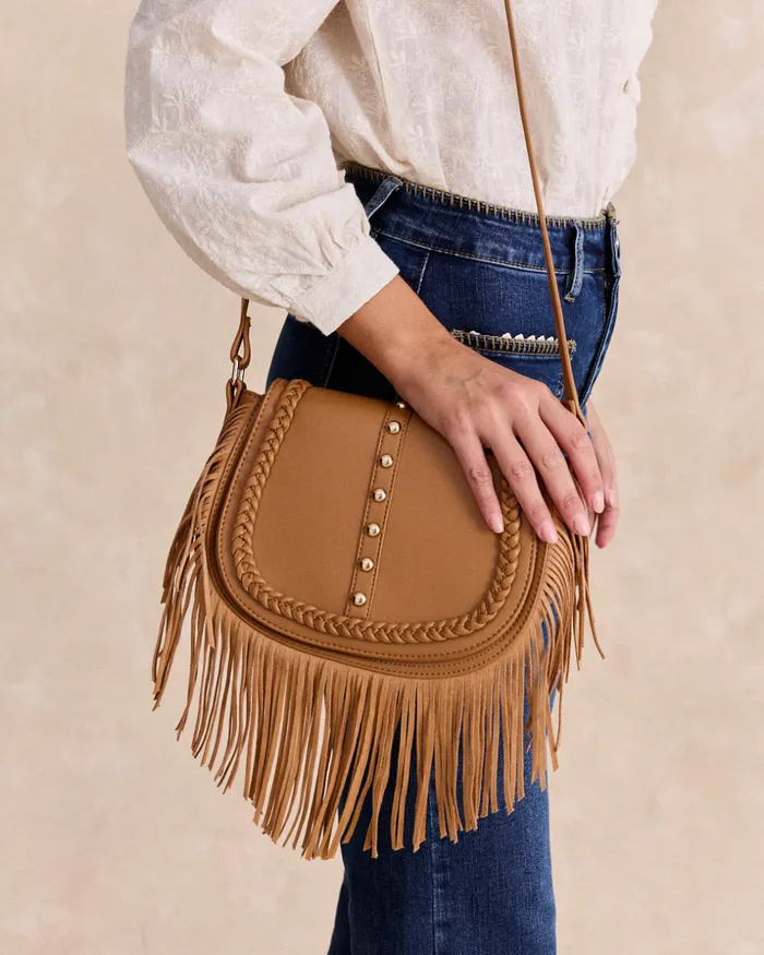 Indi Fringe Crossbody Bag Camel Women Polin Et Moi Bags Indi Fringe Crossbody Bag Camel Women Polin Et Moi Bags