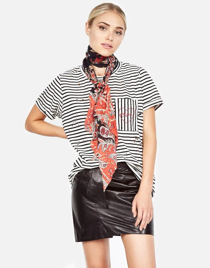 Iris Love Brat Heart Love Stripe Black Women039s Lauren Moshi Short Sleeve