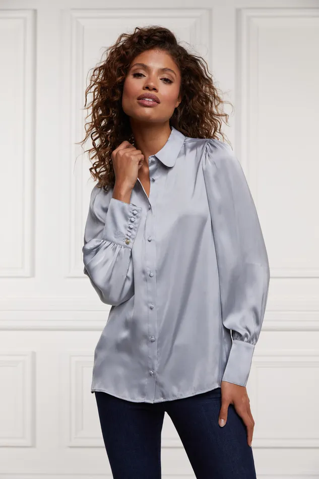 Isla Satin Shirt Silver Grey Women Holland Cooper Shirts and Blouses