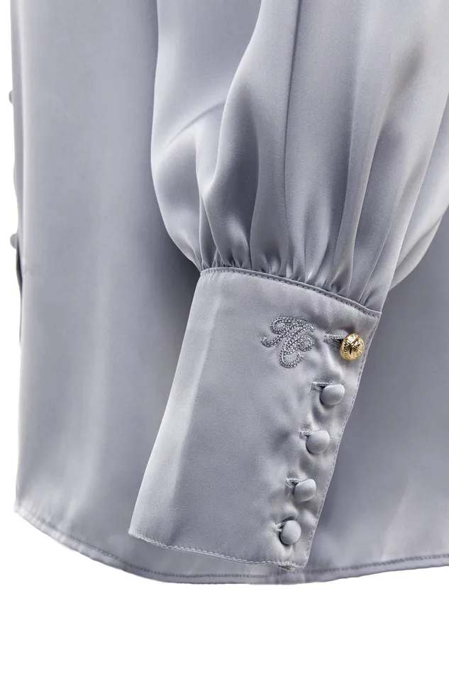 Isla Satin Shirt Silver Grey Women Holland Cooper Shirts and Blouses Isla Satin Shirt Silver Grey Women Holland Cooper Shirts and Blouses