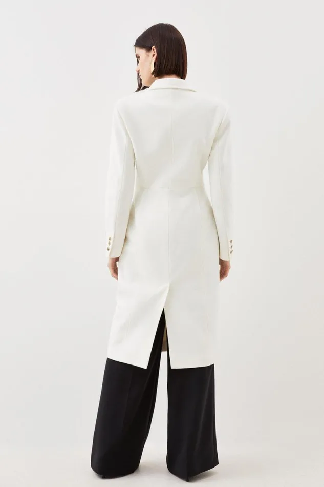 Italian Manteco Wool Hourglass Coat Ivory Women Karen Millen Coats and Jackets