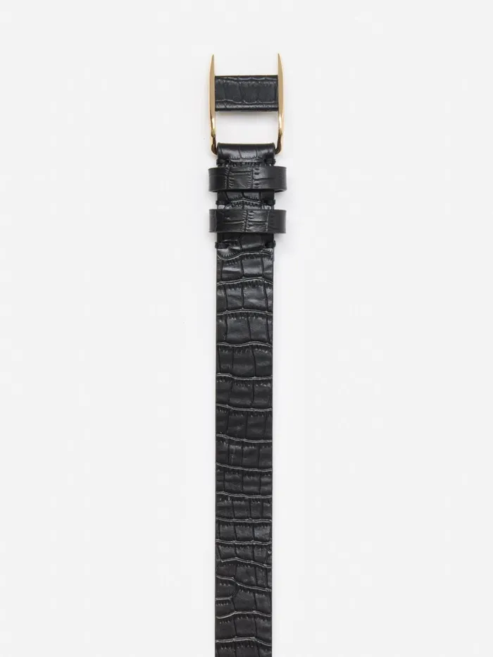 JMcLaughlin Belts Women Allegra Leather Belt In Croc Black JMcLaughlin Belts Women Allegra Leather Belt In Croc Black