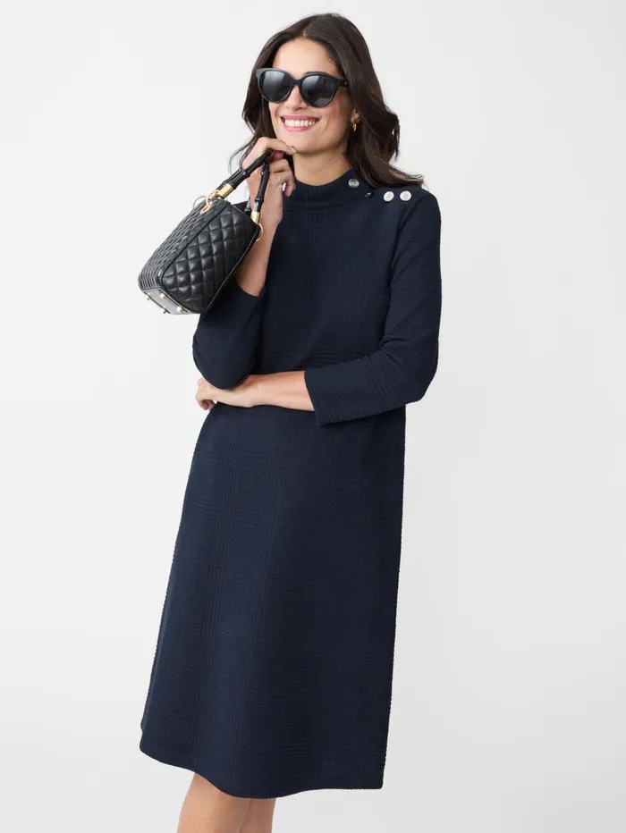 JMcLaughlin Dresses Women Mare Dress In Plaid Jacquard Navy