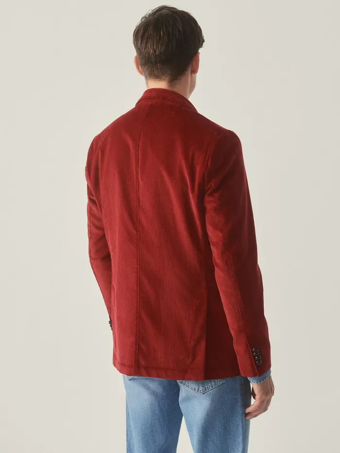 JMcLaughlin Jackets and Outerwear Men Suffolk Corduroy Sport Coat Berry