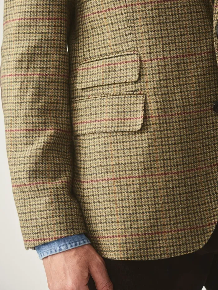 JMcLaughlin Jackets and Outerwear Men Suffolk Wool Sport Coat In Plaid Browngreenredmustard