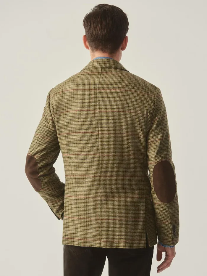 JMcLaughlin Jackets and Outerwear Men Suffolk Wool Sport Coat In Plaid Browngreenredmustard