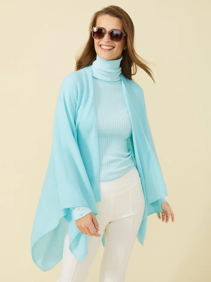 JMcLaughlin Jackets and Outerwear Women Julia Cashmere Wrap Aqua