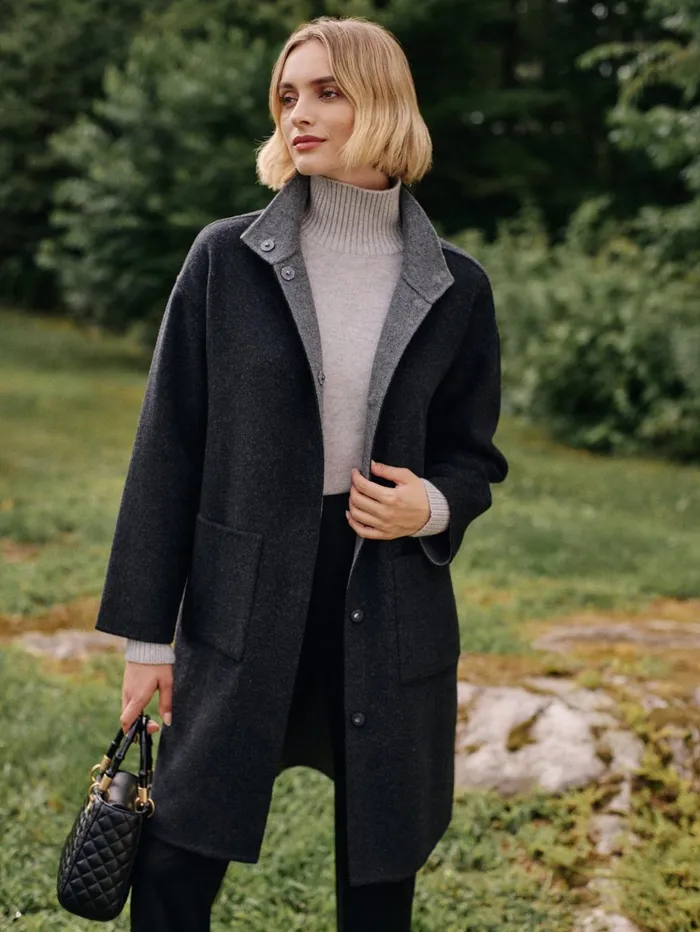 JMcLaughlin Jackets and Outerwear Women Lyons Reversible Wool Coat Dark Charcoalgray JMcLaughlin Jackets and Outerwear Women Lyons Reversible Wool Coat Dark Charcoalgray