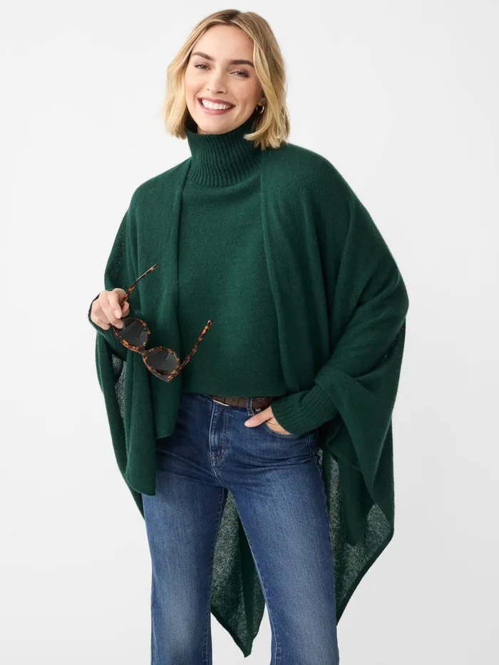 JMcLaughlin Jackets and Outerwear Women Rossi Cashmere Wrap Emerald Green