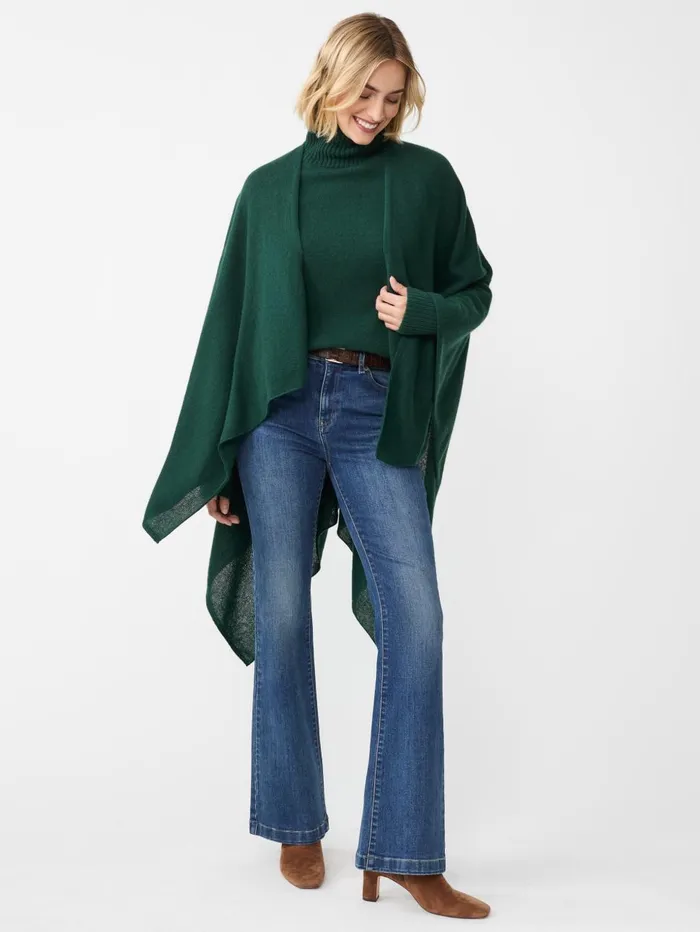 JMcLaughlin Jackets and Outerwear Women Rossi Cashmere Wrap Emerald Green