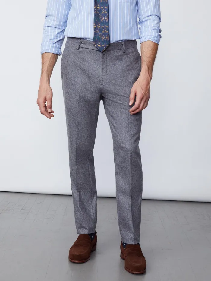 JMcLaughlin Pants Men Wool Flannel Oxford Pants Heather Gray