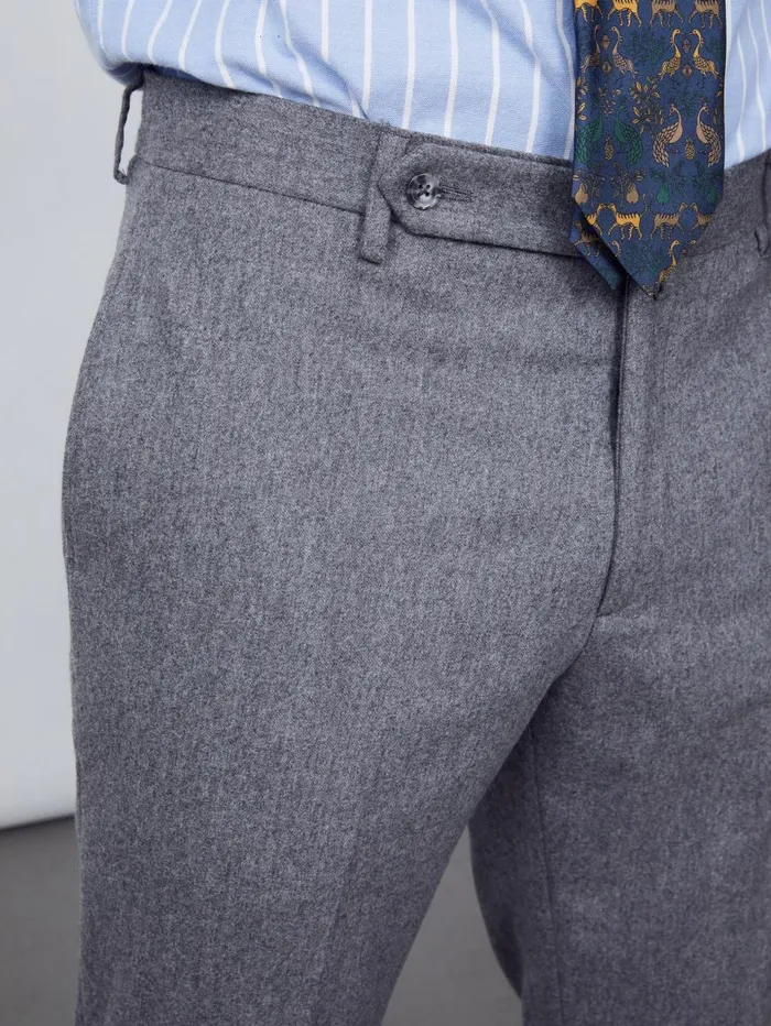 JMcLaughlin Pants Men Wool Flannel Oxford Pants Heather Gray JMcLaughlin Pants Men Wool Flannel Oxford Pants Heather Gray