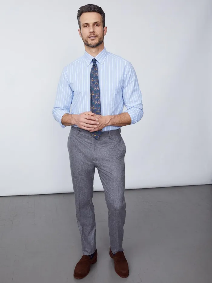 JMcLaughlin Pants Men Wool Flannel Oxford Pants Heather Gray JMcLaughlin Pants Men Wool Flannel Oxford Pants Heather Gray