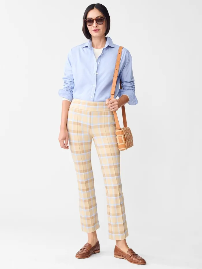 JMcLaughlin Pants Women Rylie Pants In Stadium Plaid Tanbrown