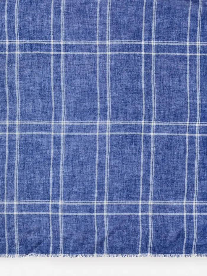 JMcLaughlin Scarves Women Del Mar Scarf In Window Pane Off Whitedenim JMcLaughlin Scarves Women Del Mar Scarf In Window Pane Off Whitedenim