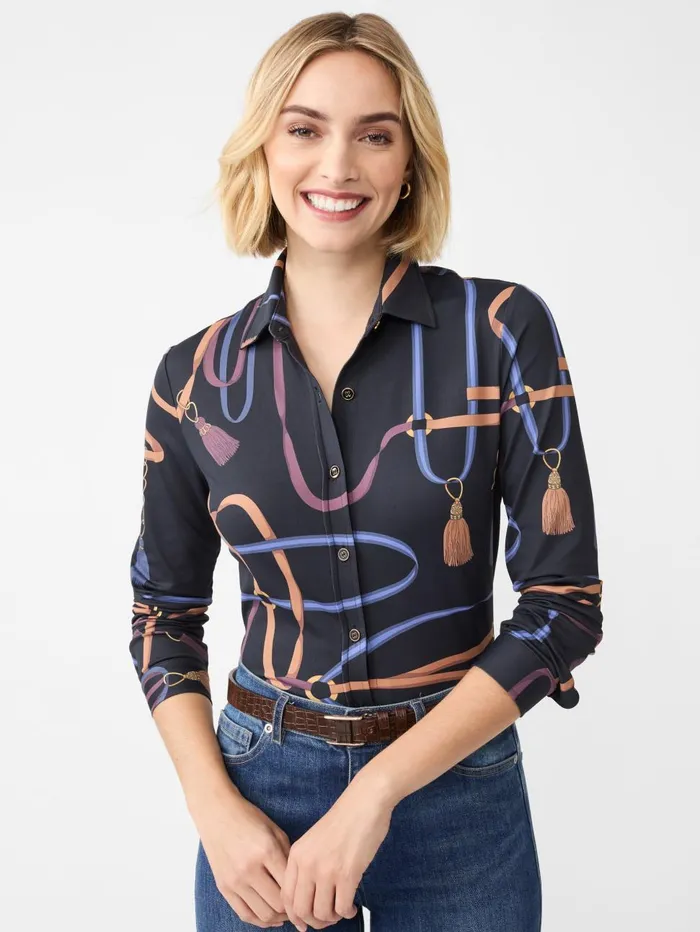 JMcLaughlin Shirts and Tops Women Betty Shirt In Fringe Fete Blackbluepurple