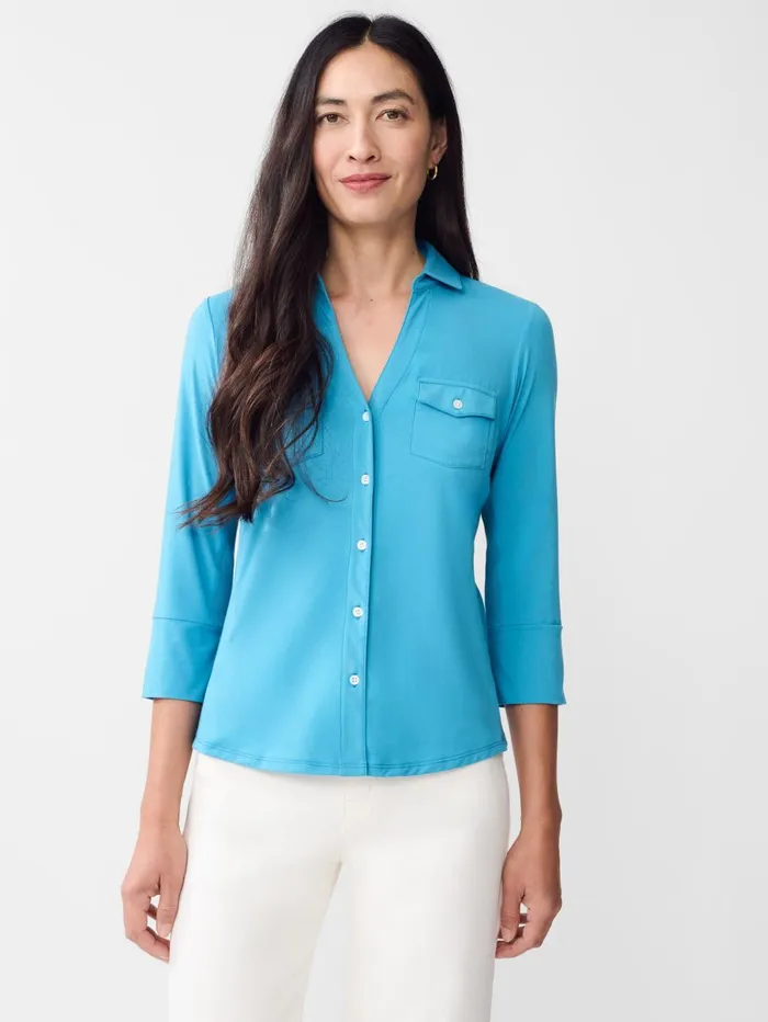 JMcLaughlin Shirts and Tops Women Brynn Lyford Jersey Shirt Maya Blue
