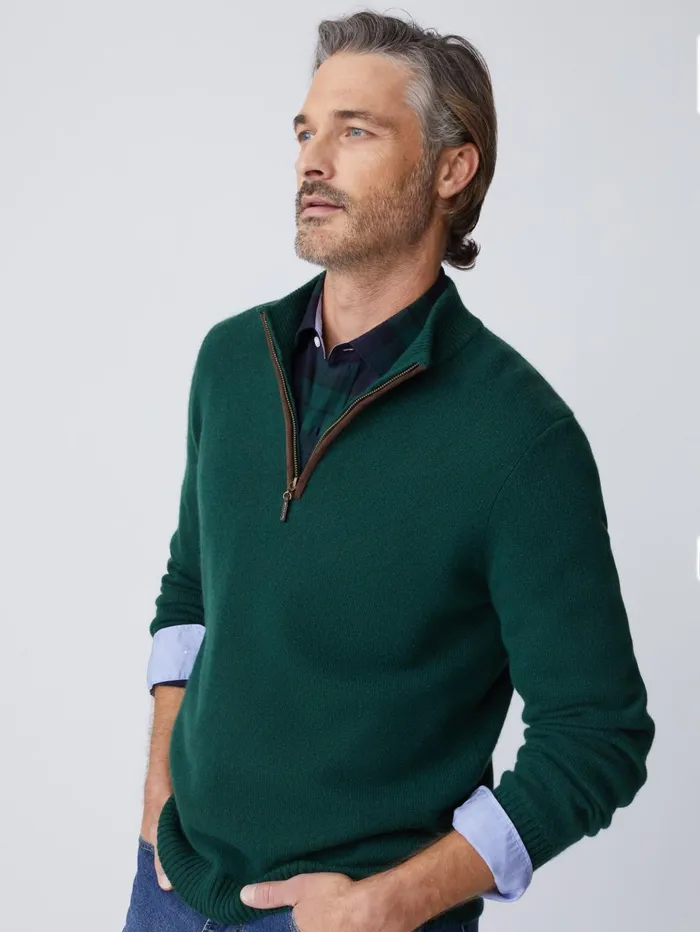 JMcLaughlin Sweaters Men Tate Cashmere Sweater Bottle Green
