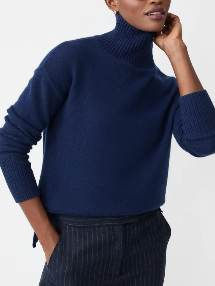 JMcLaughlin Sweaters Women Dina Cashmere Turtleneck Classic Navy