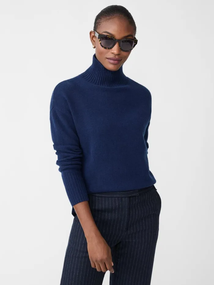 JMcLaughlin Sweaters Women Dina Cashmere Turtleneck Classic Navy