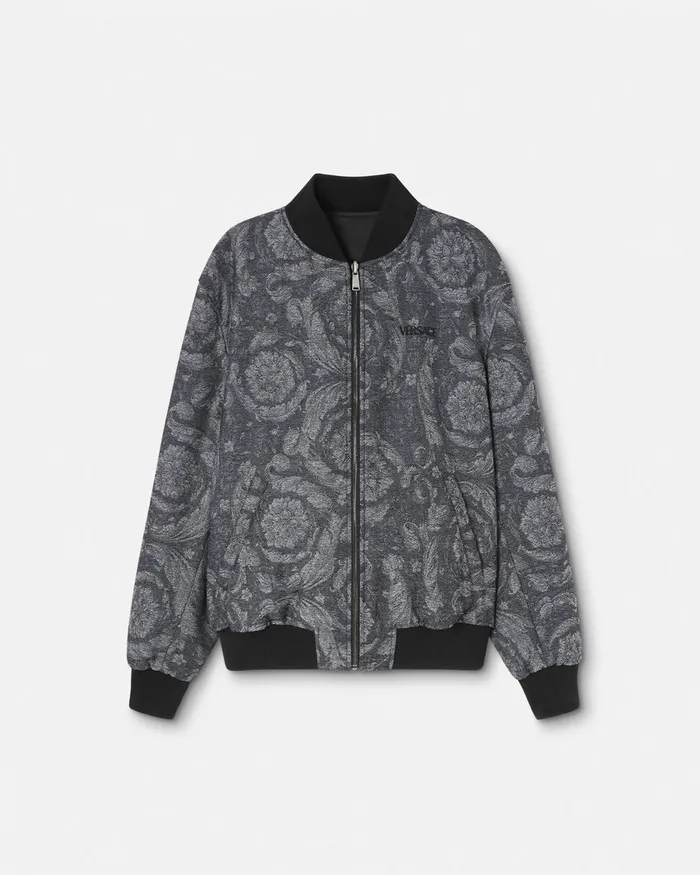 Jackets and Coats Men Versace Barocco Reversible Bomber Jacket Gray