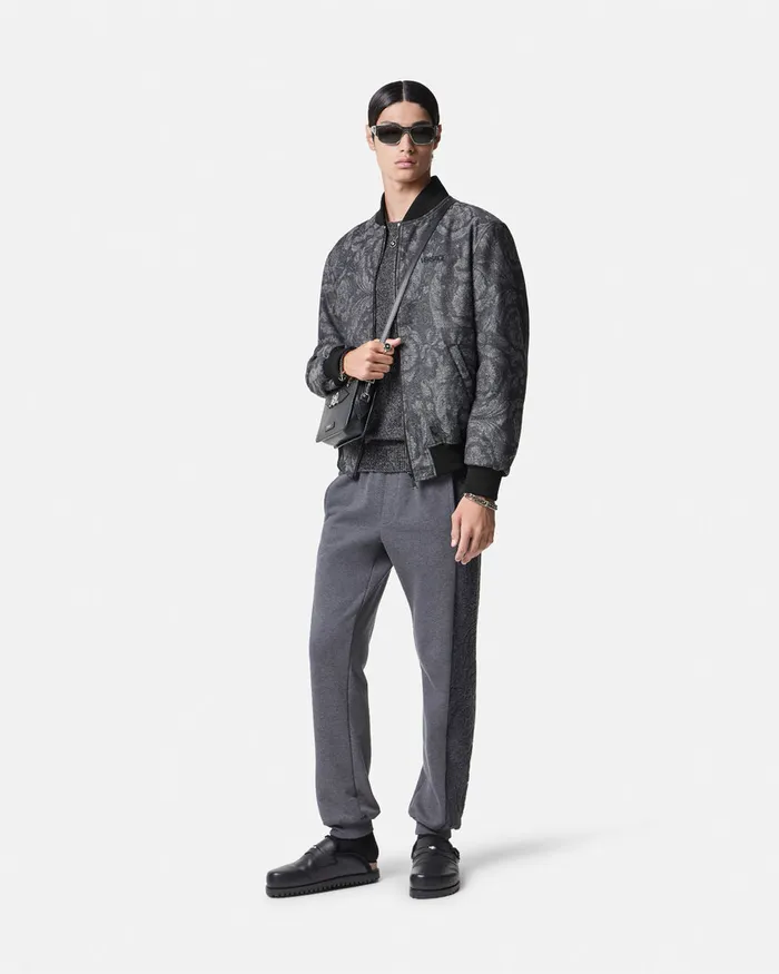 Jackets and Coats Men Versace Barocco Reversible Bomber Jacket Gray