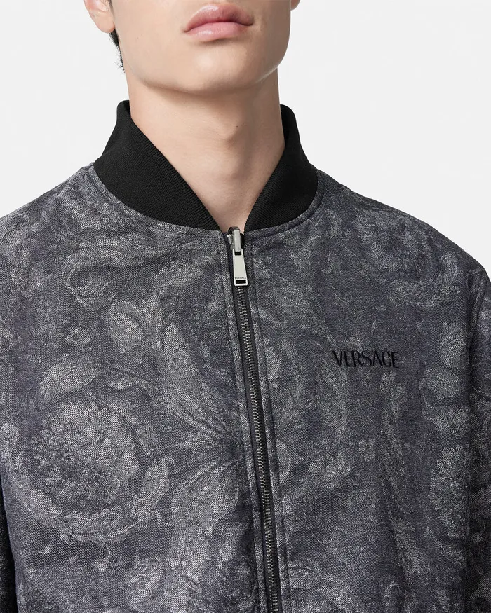Jackets and Coats Men Versace Barocco Reversible Bomber Jacket Gray