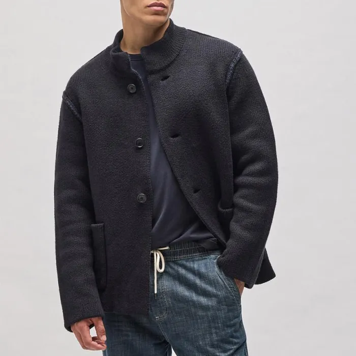 JacketsOuterwear Men James Perse Coastal Knit Jacket Blacknavy