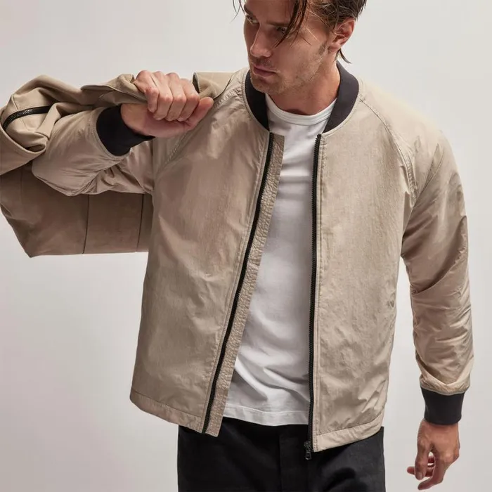 JacketsOuterwear Men James Perse Nylon Bomber Jacket Lined Toast