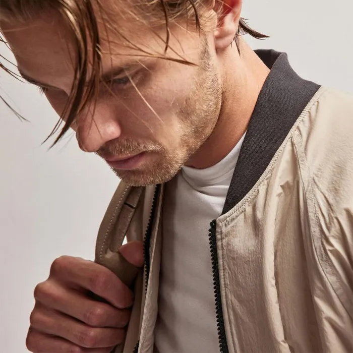 JacketsOuterwear Men James Perse Nylon Bomber Jacket Lined Toast