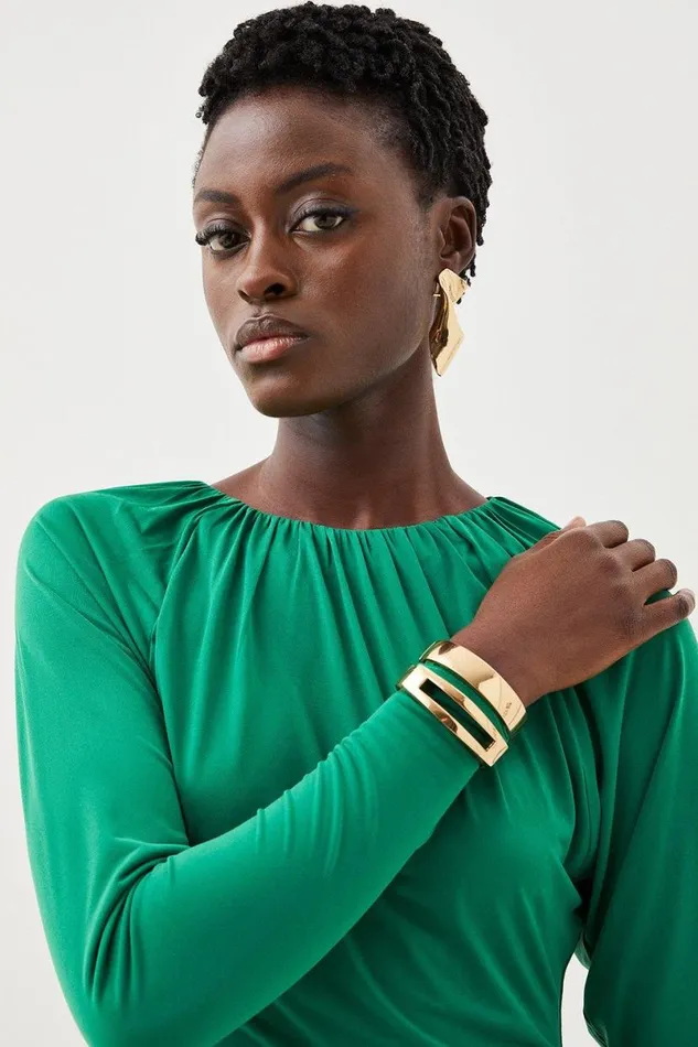 Jersey Crepe Batwing Top Green Women Karen Millen Tops