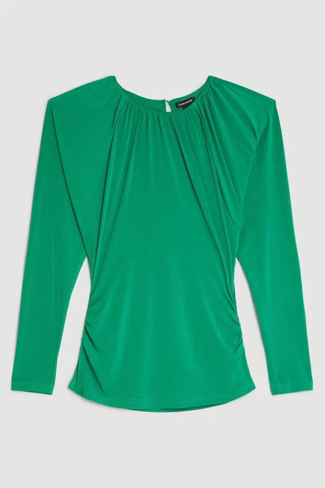 Jersey Crepe Batwing Top Green Women Karen Millen Tops