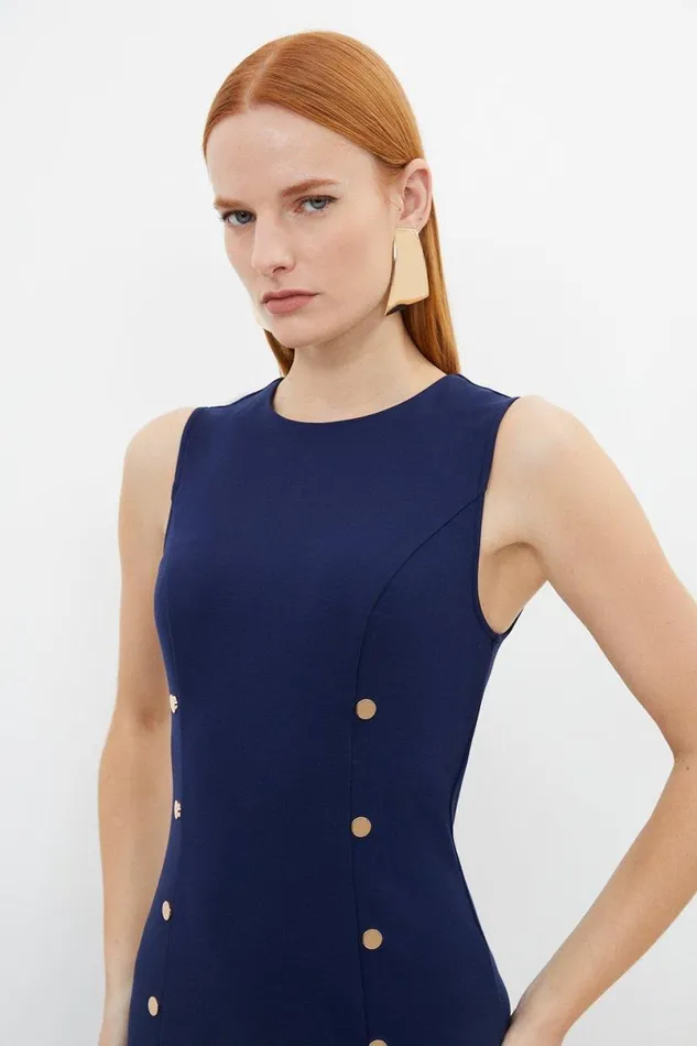 Jersey Ponte Dart Maxi Dress Navy Women Karen Millen Dresses