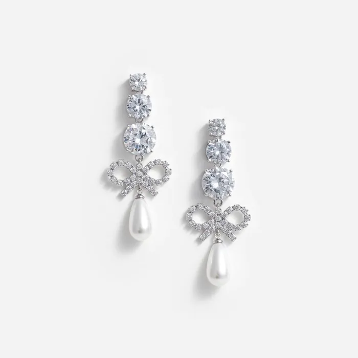 Jewellery Women Self Portrait Crystal Bow Pearl Earrings