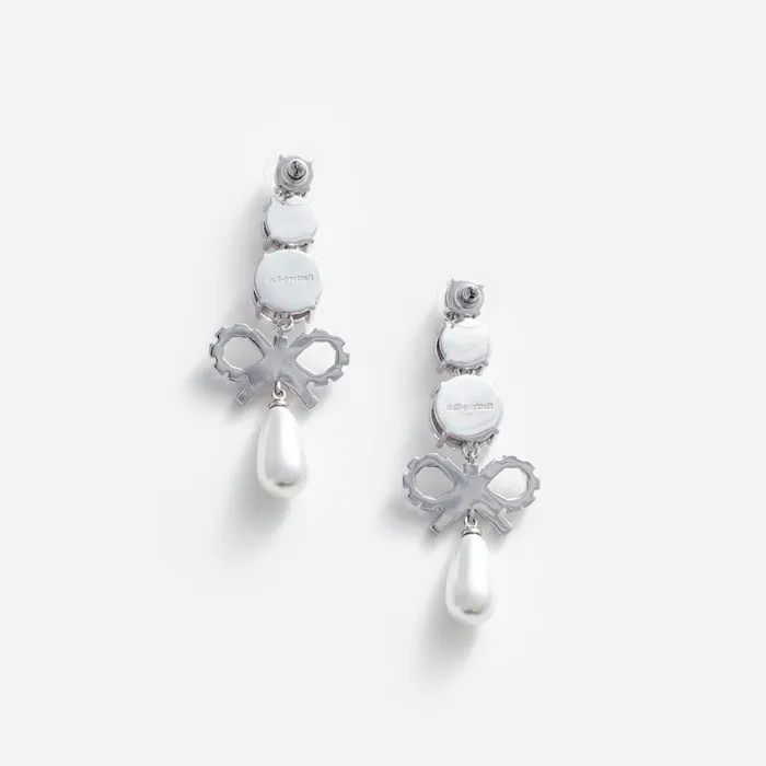 Jewellery Women Self Portrait Crystal Bow Pearl Earrings