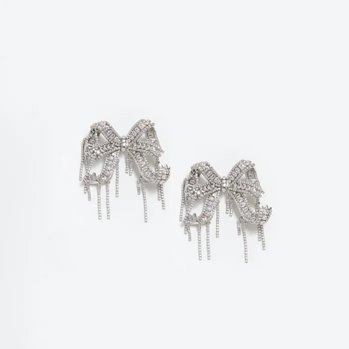 Jewellery Women Self Portrait Crystal Embellished Bow Earrings