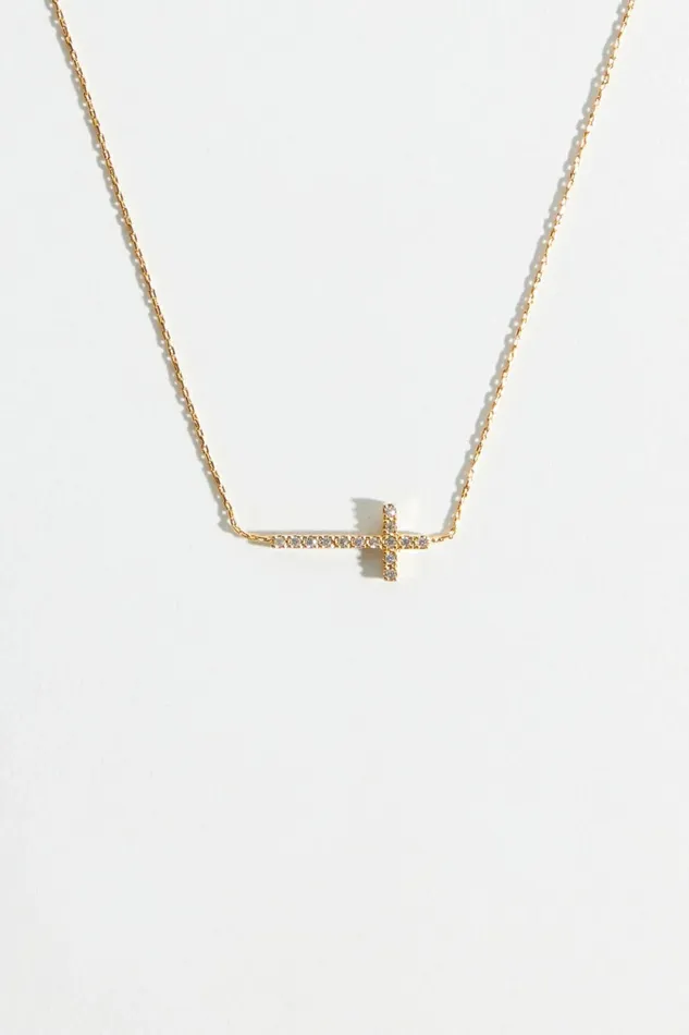 Jewelry Altar8217d State Women 18K Gold Dipped Crystal Cross Necklace