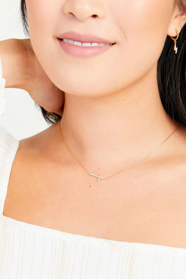 Jewelry Altar8217d State Women 18K Gold Dipped Crystal Cross Necklace