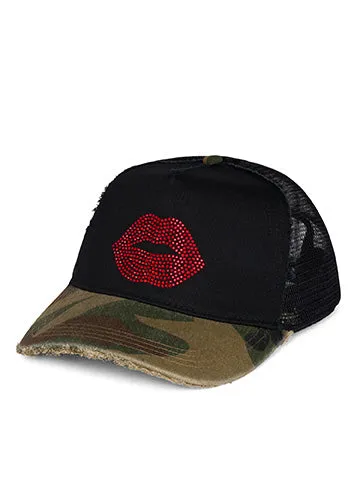 Jilly Crystal Red Lip Black Camo Women039s Lauren Moshi Hats