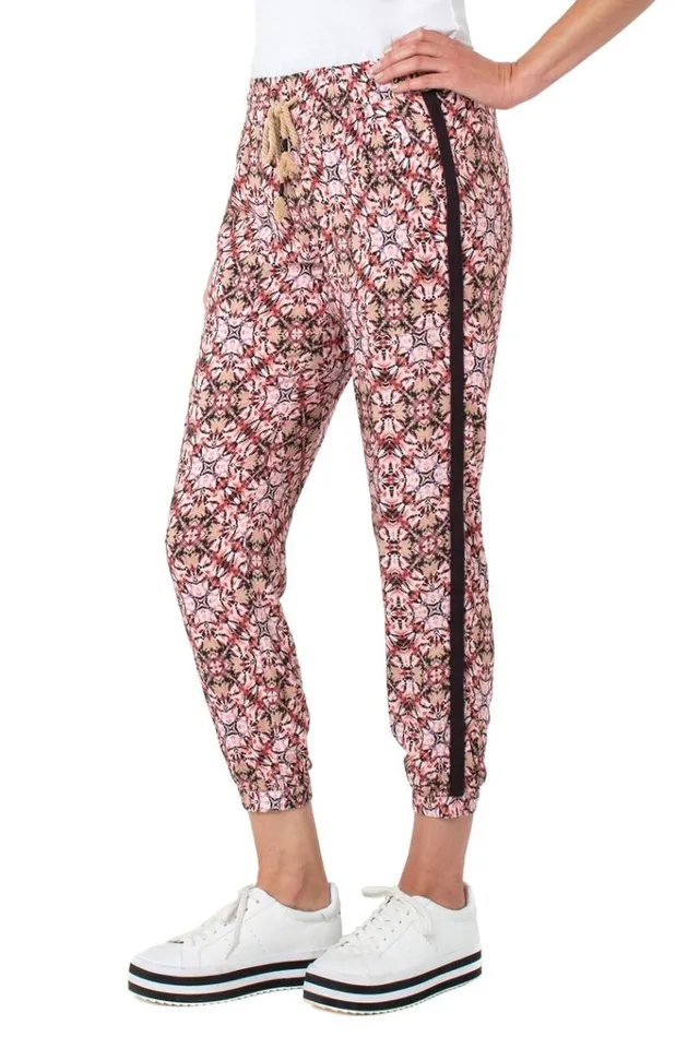 Joggers Women Liverpool Los Angeles Easy Fit Cropped Jogger Dyed Abstract Tile Print