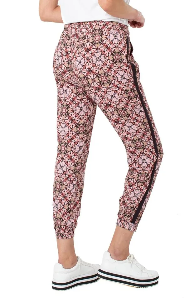 Joggers Women Liverpool Los Angeles Easy Fit Cropped Jogger Dyed Abstract Tile Print
