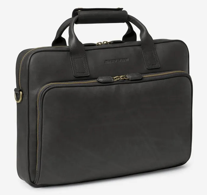 JohnstonandMurphy Backpacks and Briefcases Rhodes Briefcase Black Full Grain 8211 Men