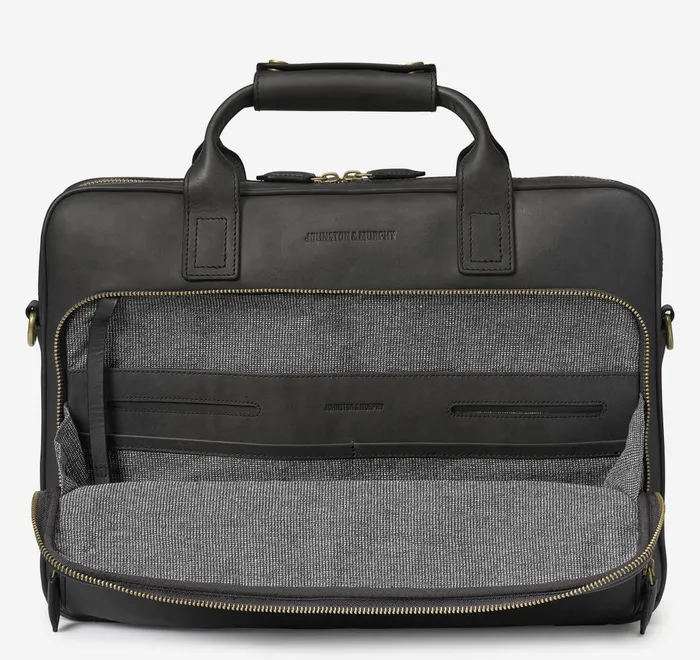 JohnstonandMurphy Backpacks and Briefcases Rhodes Briefcase Black Full Grain 8211 Men