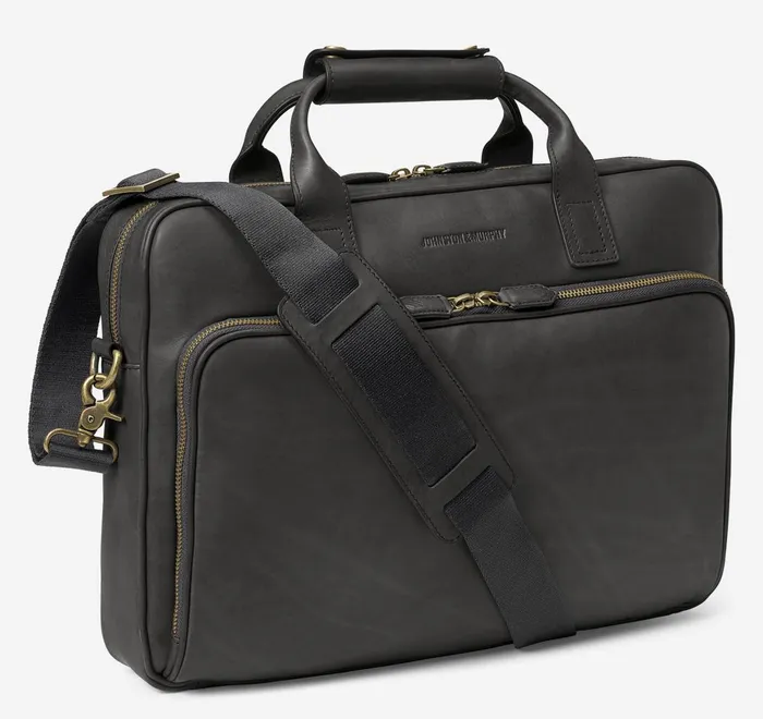 JohnstonandMurphy Backpacks and Briefcases Rhodes Briefcase Black Full Grain 8211 Men