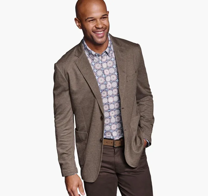 JohnstonandMurphy Blazers Xc Flex Knit Blazer Brown Mini Pattern 8211 Men