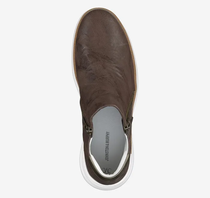 JohnstonandMurphy Boots and Booties Emery Zip Bootie Dark Taupe Washed Italian Sheepskin 8211 Women
